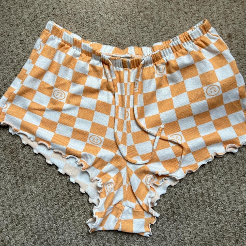 Gilly Hicks Orange and White Checkered Sleep Shorts